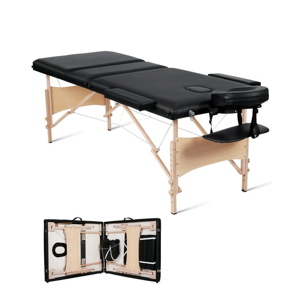Naipo Portable Massage Table Lash Spa Bed 3 Section Folding Wooden