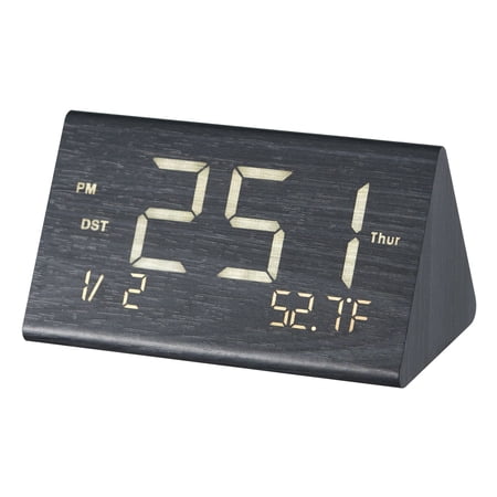 Black Digital Alarm Clock with Dual Alarms and USB Night Light - Stylish Desktop Timepiece for Home&Office