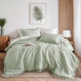 thumbnail image 1 of Regency Heights Full/Queen Size Ruffle Comforter Set with Shams,3-Piece Quilted Bedding Set, Sage Green, Gift for Women, 1 of 9