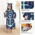thumbnail image 3 of FORMRS Wearable Blanket Hoodie with Sleeves for Kids Cozy Flannel Sweatshirt, Blue Anchor, 3 of 7