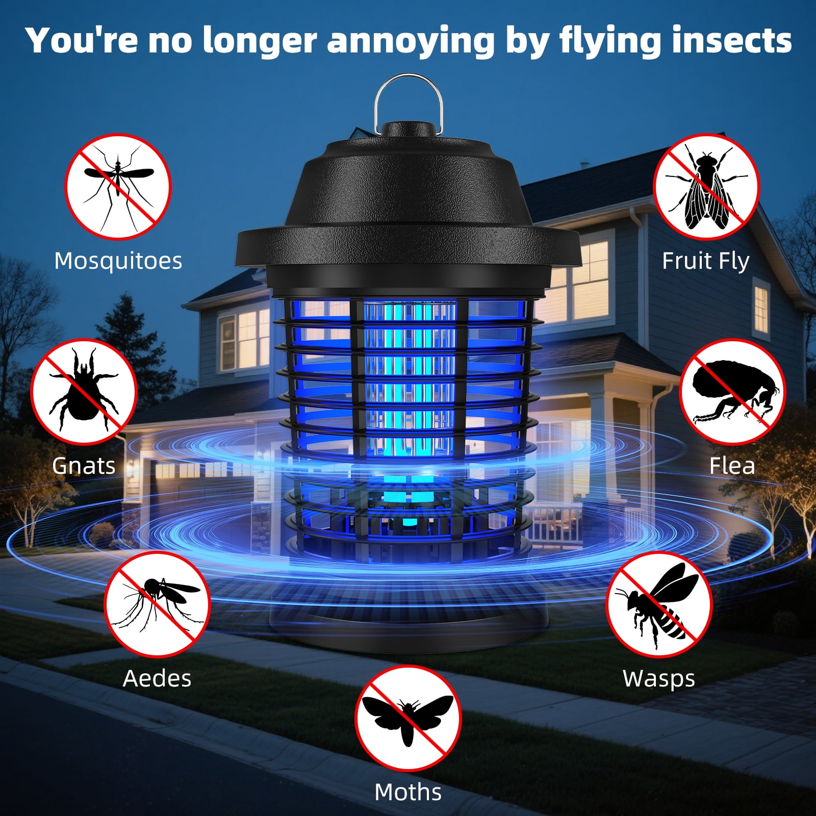 Aumpkin Bug Zapper, Electric Fly Zapper for Indoor and Outdoor for Home, Kitchen Bedroom, Patio and Camping (Black)