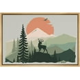 thumbnail image 3 of PixonSign Framed Canvas Print Wall Art Elk Over Green Forest Landscape Nature Wildlife Illustrations Modern Art Contemporary Colorful Multicolor Boho Decor for Living Room, Bedroom - 24"x36" Natural, 3 of 5