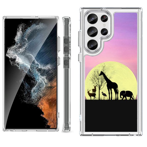 Shockproof Bumper Phone Case for Samsung Galaxy S23 Ultra 5G, by OneToughShield ® - Moonlight Safari