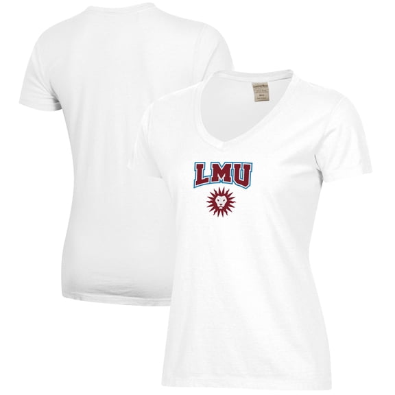 Women's  White Loyola Marymount Lions Logo Comfort Wash V-Neck T-Shirt