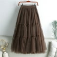 thumbnail image 3 of VUPSGEZ Women's Tulle Skirt Ruffle Multilayer Mesh A Line Tier Tutu Prom Wedding Long Tulle Skirts (Coffee,One Size), 3 of 8