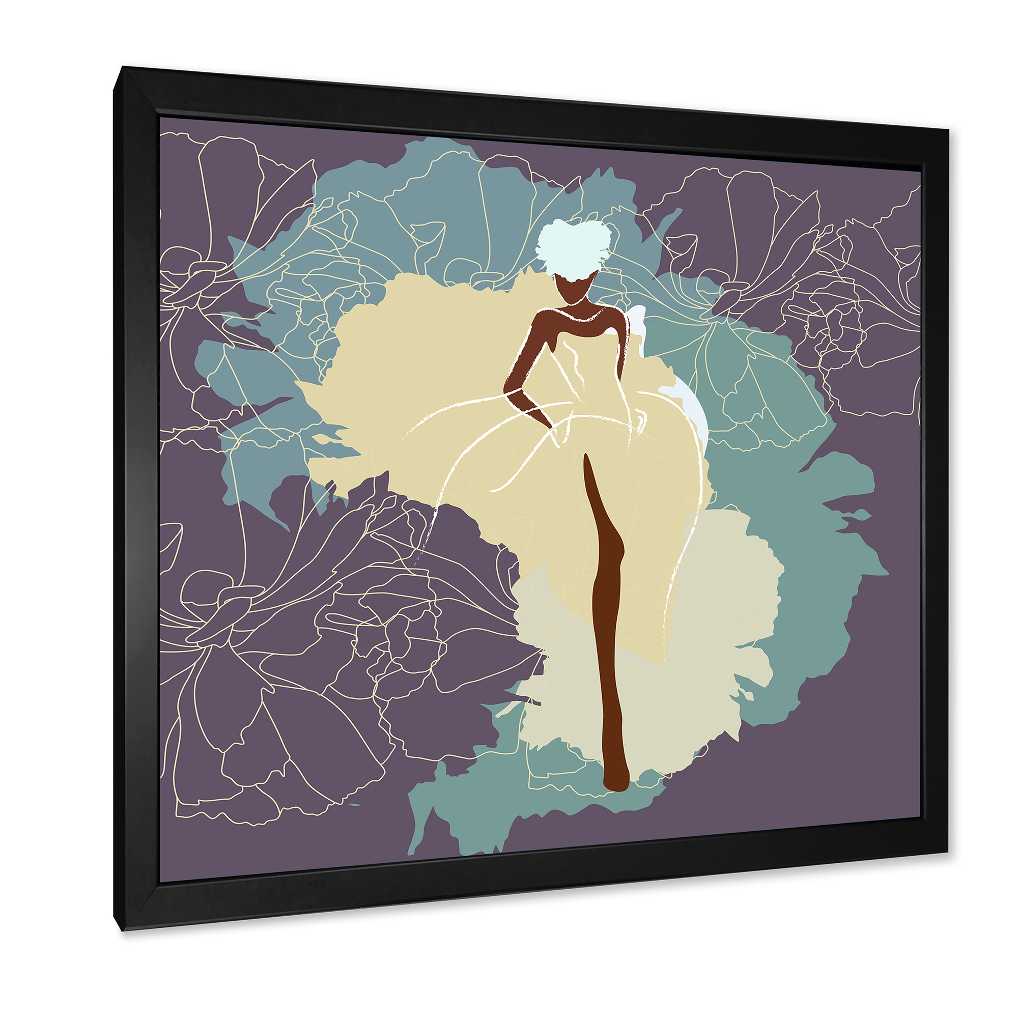 Designart 'Abstract African American Woman In Gorgeous Wedding Dress' Modern Framed Art Print