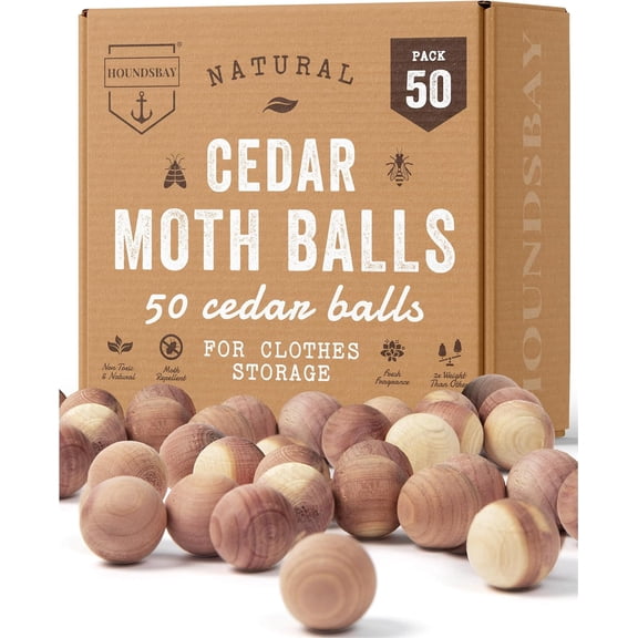 50 Cedar Balls for Clothes - Fresh Smell for Closets and Drawers - Protection for Garments - Cedarwood Closet Freshener & Protects from Moths - Wood Block for Drawer & Storage
