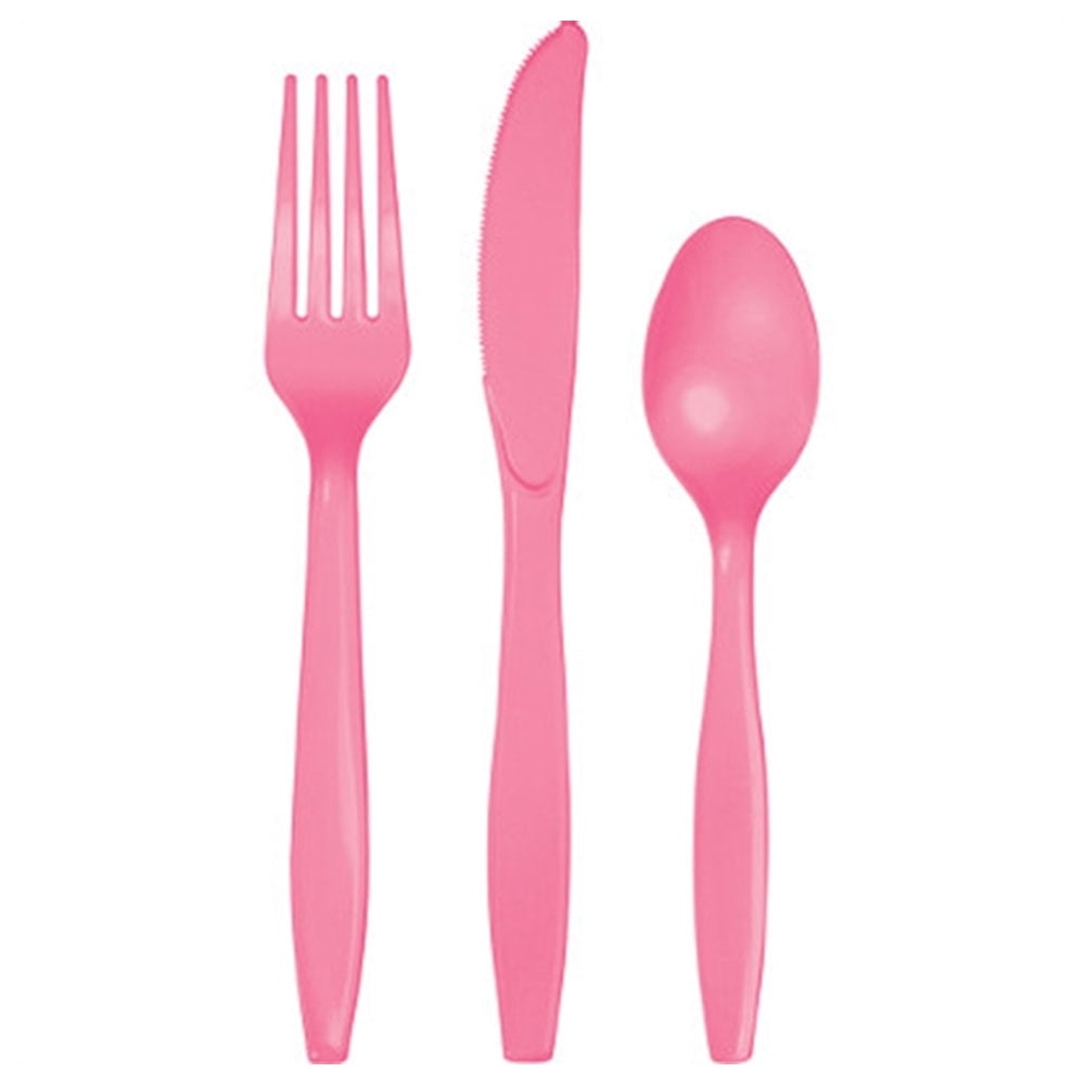 Premium Plastic Cutlery Assortment Candy Pink,Pack of 24