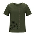 thumbnail image 4 of Alllist Summer Tops for Women 2024 Floral Cotton And Linen Short Sleeve Scoop Neck T-Shirts Women's Blouse, 4 of 5