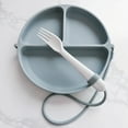 thumbnail image 3 of DropLess Plate Silicone Baby Suction Plate with Utensil Tether BPA Free Gray, 3 of 11
