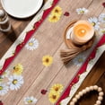 thumbnail image 3 of Red Gnomes Table Runner - 72 Inch Long Spring Daisy Wildflowers Farmhouse Wooden Plank Cotton and Linen Blended Dress Scarves Farmhouse Table Runner for Kitchen Dining, Coffee Table, 13" x 72", 3 of 8