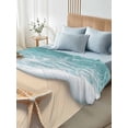 thumbnail image 4 of Twin XL Size Flat Sheet Only, Beach Coastal Soft Brushed Microfiber Bed Sheets, Summer Nautical Starfish Aqua Beige Hotel Quality Breathable Bedding Top Sheet, Easy Care, 66"x102", 4 of 9