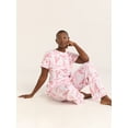 thumbnail image 5 of Joyspun Women's Short Sleeve Sleep Top and Open Leg Pants Pajama Set, 2-Piece, Sizes XS-3X, 5 of 5