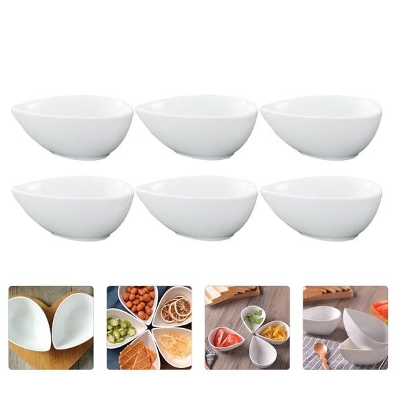 LEORX Ceramic Snack Bowls White Serving Household present Giving 6Pcs