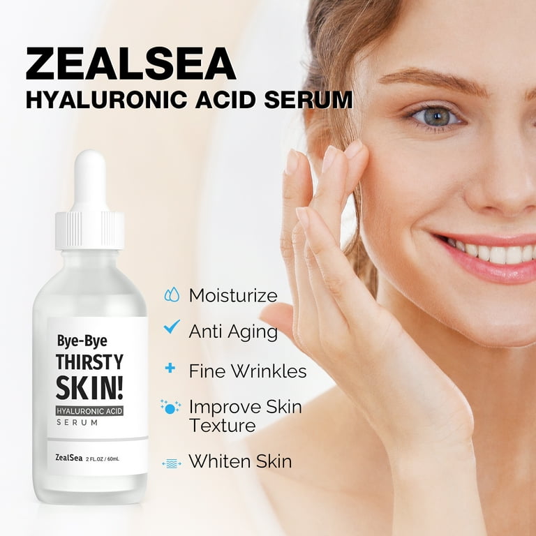 ZealSea 2Oz Pure Hyaluronic Acid Serum for Face, Hydrating
