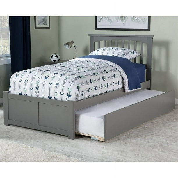 Leo Lacey Coastal Solid Wood Twin Platform Bed with Twin Trundle