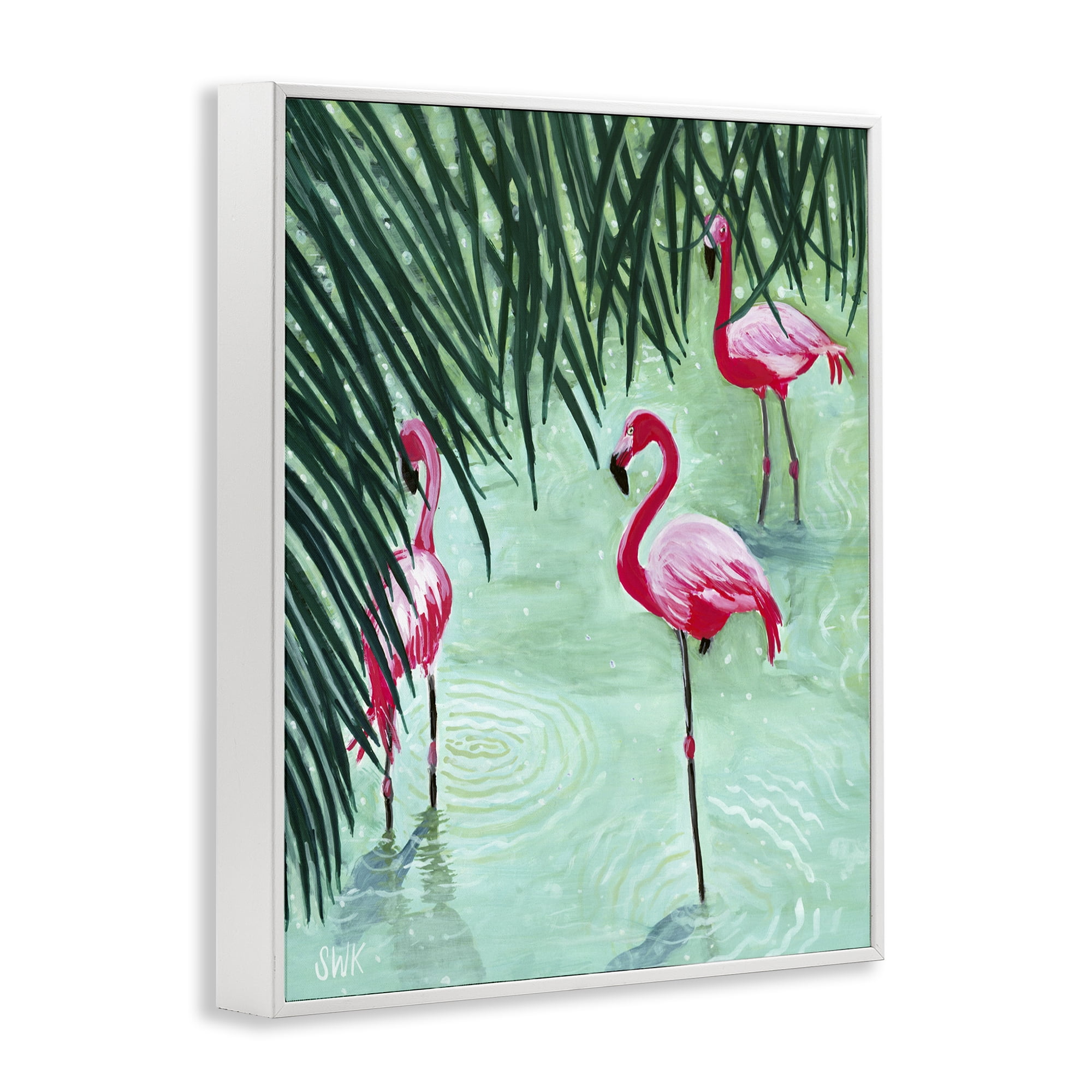 Stupell Industries Shallow Flamingo Pond White Framed Giclee Art, design by Sarah Waldron Kimball