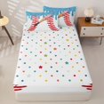 thumbnail image 4 of Homewish Donut Baseball Zipper Full Size Comforter Sets with Fitted Sheet and 2 Pillowcases, Blue Ice Cream Sprinkle Zipper Bedding Set for Girls, Polka Dots Reversible, 4pcs, 4 of 6