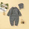 thumbnail image 2 of Baby Romper Autumn Long Sleeve Newborn 2PC Boy Jumpsuit Outfits Knit Infant Children Clothing Hat Fashion Turndown Collar Onesie, 2 of 6