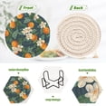 thumbnail image 4 of Yayeee 6 PCS Drink Coasters with Holder Set Woven Absorbent Round Tabletop Hot Pad, Orange Fruit, 4 of 7