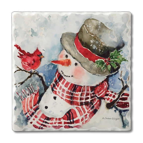 Thirstystone Snowman with Hat Single Tumbled Tile Coaster Create Your Own Collection