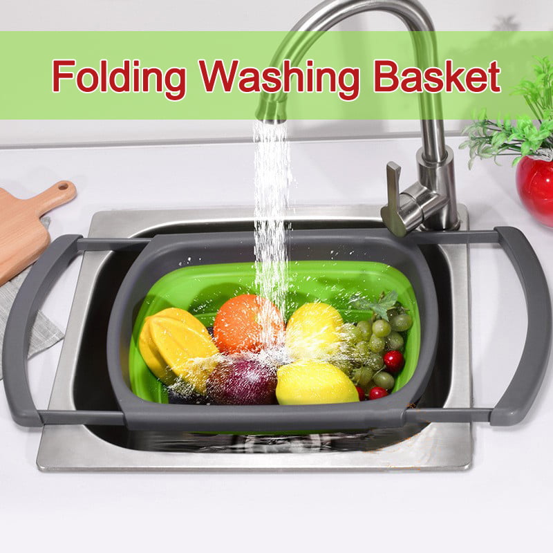Colander Kitchen Strainer Over Sink Vegetable Fruit Drainer Basket Retractable