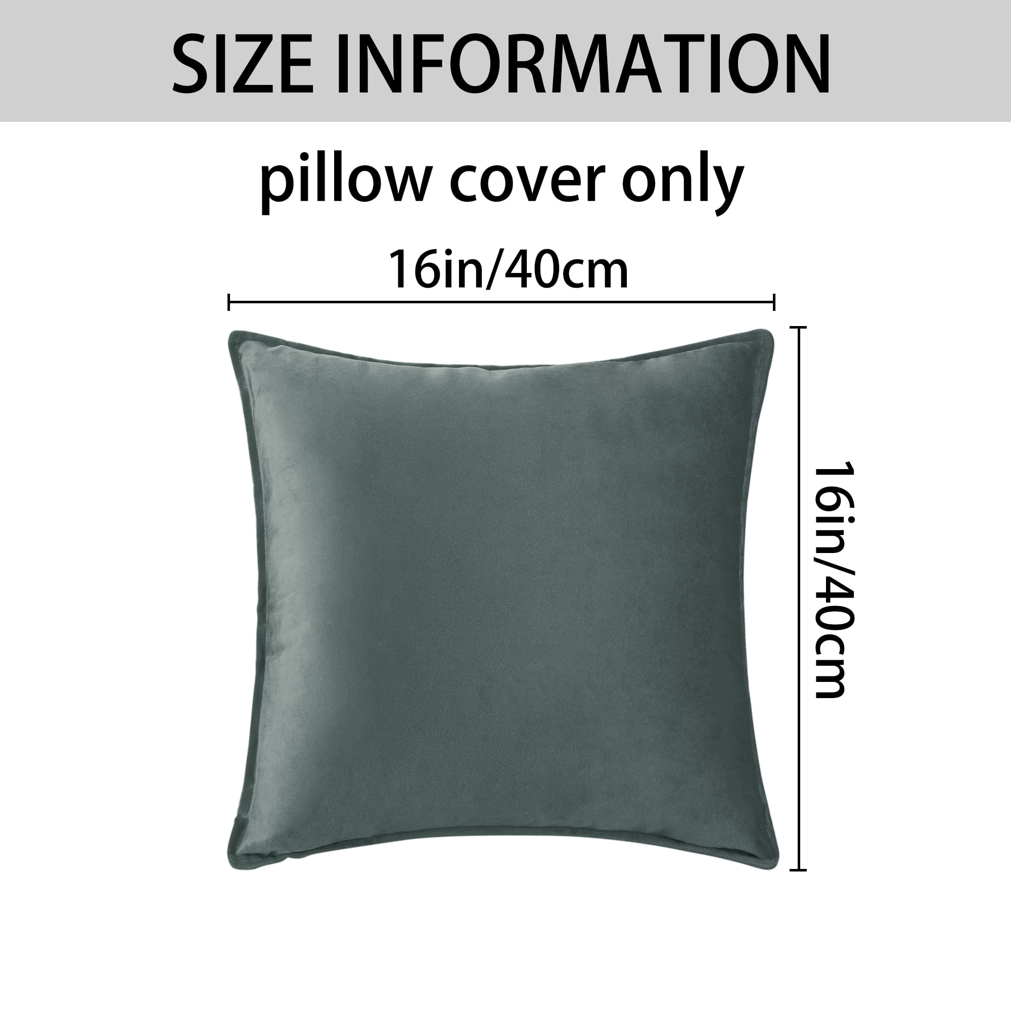 Unique Bargains Velvet Solid Throw Pillow Covers Decorative Cushion Covers (2 Count) Gray 16" x 16"