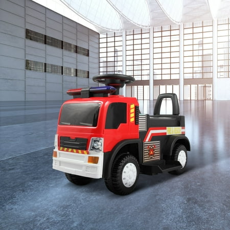 

[Sale Promotion]6V Electric Ride on Fire Truck for Kids Battery Powered Fire Fighting Truck with LED Lights Music and Horn Red+Black