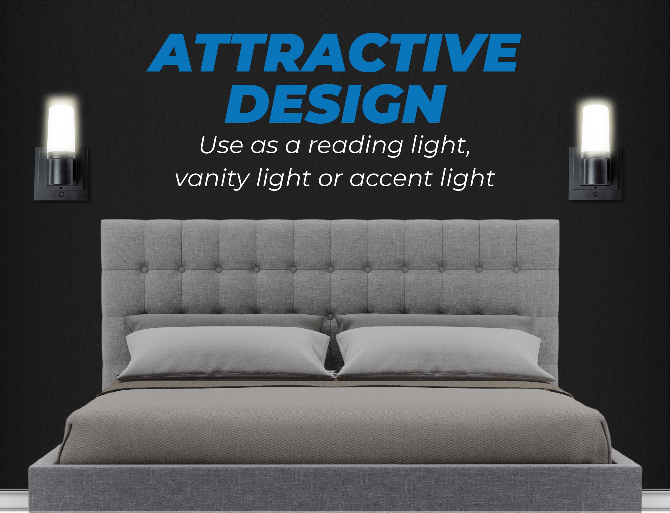 Westek Battery Operated Wall Sconce with Remote, 2 Pack - Plastic Wireless Battery Wall Light, Easy No Wire Install - 160 Lumens, 4 Hour Auto Shut-Off Battery Wall Sconce - Matte Black Finish