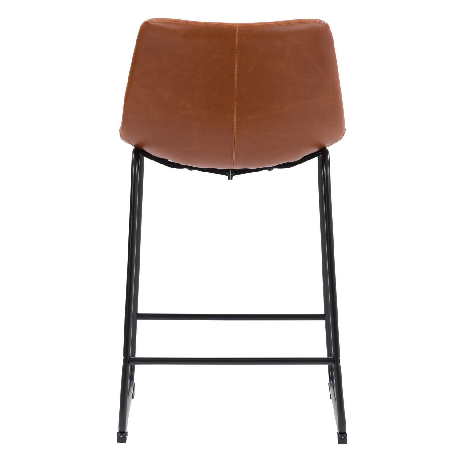 CorLiving Palmer Set of 2 Modern Mid Back Faux Leather Upholstered Counter Height Indoor Barstools