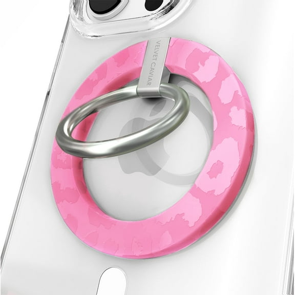 Velvet Caviar Compatible with MagSafe Phone Grip - Magnetic Ring Holder with Adjustable Stand (Hot Pink Leopard)