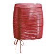 thumbnail image 3 of Kaerm Womens Shiny See Through Sheer Mini Skirt Drawstring Package Hip Design for Date Night And Club Wear Burgundy S, 3 of 4