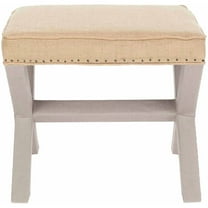 SAFAVIEH Palmer Transitional Cross Leg Upholstered Ottoman, Taupe/Beige
