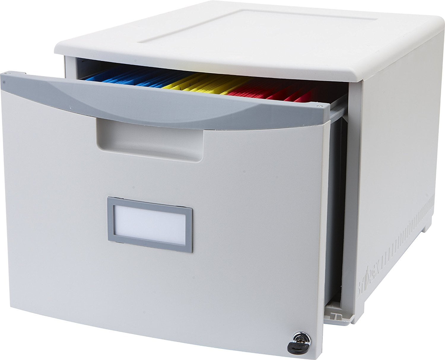 Black Storex Single Drawer Mini File Cabinet with Lock STX61260B01C Legal/Letter 18.25 x 14.75 x 12.75 Inches 