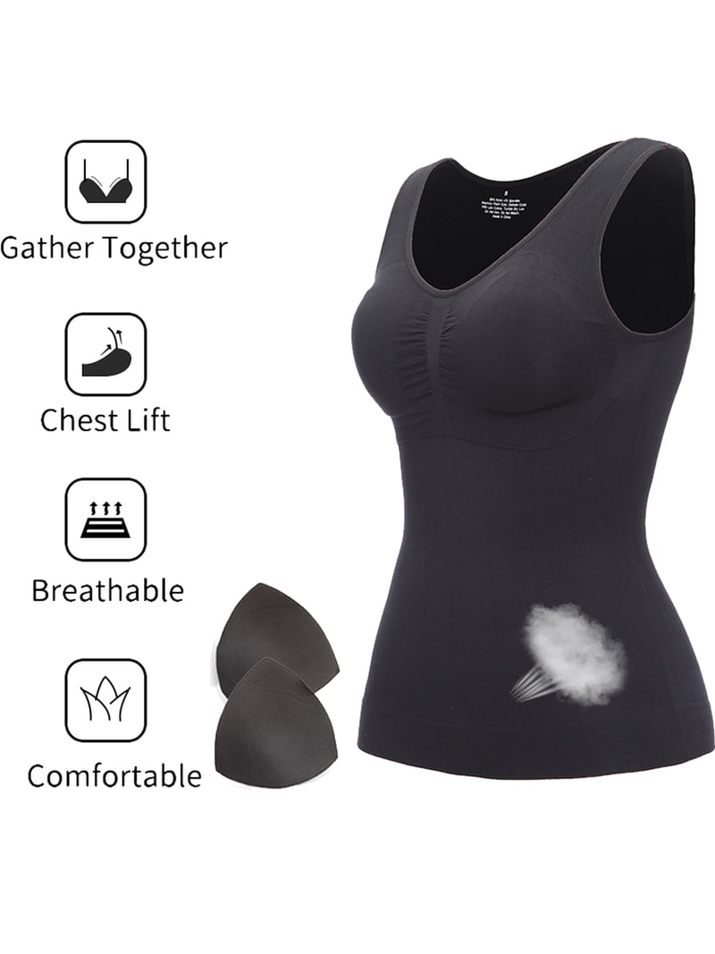 MISS MOLY Women's Compression Camisole with Built in Removable Bra