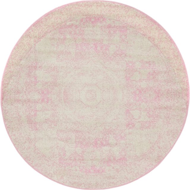 Unique Loom Bromley Collection Vintage Traditional Area Rug, 5 Feet, Pink/Ivory