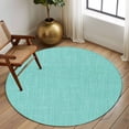 thumbnail image 3 of Round Rugs 5 Ft, Turquoise Burlap Texture Non Slip Area Rugs for Kitchen Bedroom Entryway, Farmhouse Vintage Aqua Washable Carpet Runner Rug Floor Mats for Bedroom Home Decor, 3 of 9