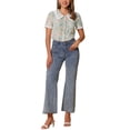 thumbnail image 2 of CAMISA CHIC Floral de Mujer de Manga Corta con Cuello Peter Pan de Encaje, Blusa de Botones, Verde Claro, L, 2 of 6