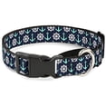 thumbnail image 1 of Buckle-Down Anchor2 Helm Monogram Navy Turquoise White Martingale Dog Collar, 1 of 1