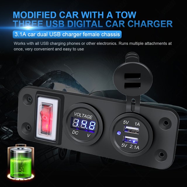 Adaptador de cargador de coche 5V 2.1A +1A Toma de corriente de coche a prueba de agua para iPad Smart Phone Likrtyny Accesorios para autos y motos