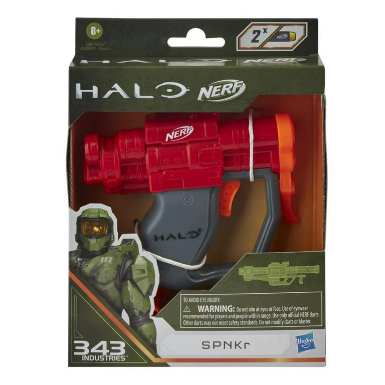 Nerf MicroShots Halo SPNKr Blaster, Fires 1 Dart at a Time, Includes 2 Darts