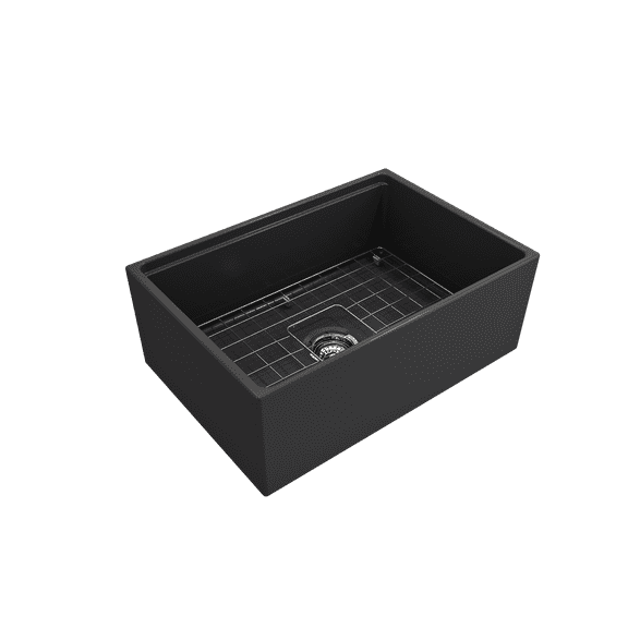 BOCCHI 1628-020-0120 Apron Fireclay 27" Single Kitchen Sink Matte Dark Gray