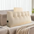 thumbnail image 4 of TOPCHANCES Headboard Reading Pillow with Pocket, Triangular Wedge Bedside Backrest Support Cushion with Detachable Neck Roll Pillow, Beige, 39x8x20 Inches, 4 of 9