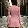 thumbnail image 2 of MORTTIC Women's Solid Color Stand Collar Blazer Long Sleeve Slim Fit Formal Short Dress for Spring/Summer Pink，M, 2 of 3