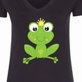 thumbnail image 4 of Inktastic Cute Frog, Green Frog, Crown, Frog Prince Women's V-Neck T-Shirt, 4 of 5