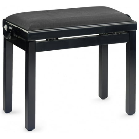 Stagg PB39 BKP VBK Adjustable Piano Bench - Highgloss Black with Black Ribbed Velvet Seat Top