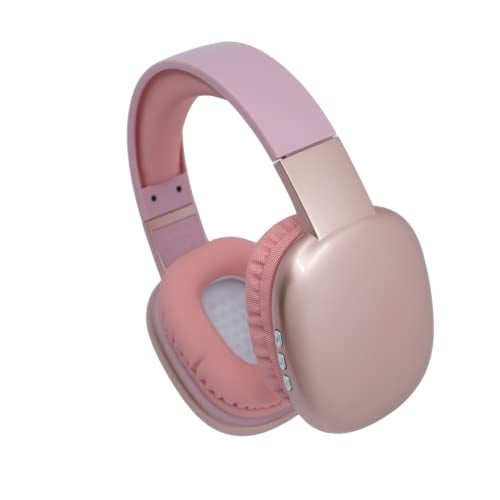 Audifonos inalámbricos iJoy Ultra con Micrófono Recargables Over Ear Bluetooth 10Hr Playback SD Slot Backup Wire Rosa