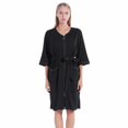 thumbnail image 2 of Women's Zipper Robe 3/4 Sleeve House Wear Knee Length Sleepwear Soft Casual Waffle Knit Housecoat with Pockets and Belt, S-2XL, 2 of 7