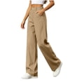 thumbnail image 5 of Oksale Khaki Pants for Women High Waisted Chino Pants with Pockets Trendy Vintage Loose Straight Leg Dress Pants Lightweight Trendy Trousers Khaki M, 5 of 8