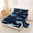thumbnail image 2 of Feelyou Cute Undersea Shark Full Size Sheets for Men Boys, Cartoon Ocean Animal Bed Sheets, Navy, 4-Piece, 2 of 5
